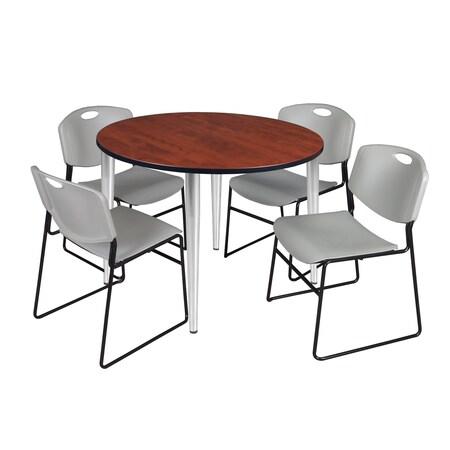Regency Kahlo Round Table & Chair Sets, 48 W, 48 L, 29 H, Wood, Metal, Polypropylene Top, Cherry TPL48RNDCHCM44GY